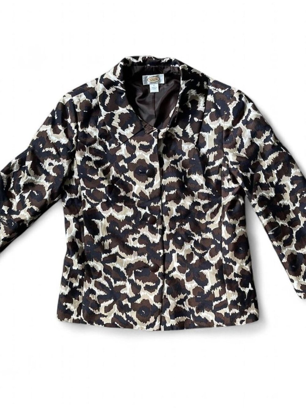 Talbots Size 4 Brown and white Blazer Jacket with Animal print jacket